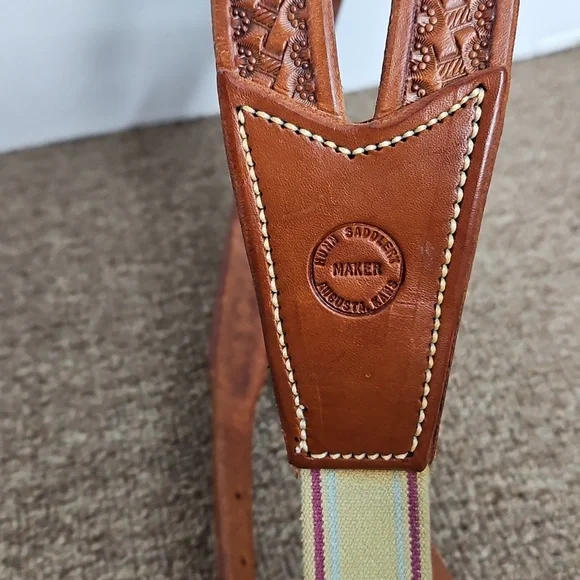 Hunn Saddlery Maker Quality Leather Suspenders Sz Med Adjustable Silver Hardware - Picture 6 of 10